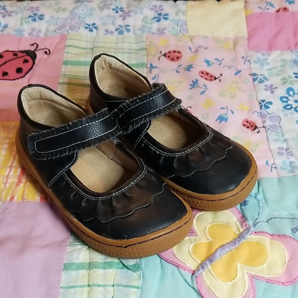 Livie & Luca Black Leather Ruche Mary Jane Size 10